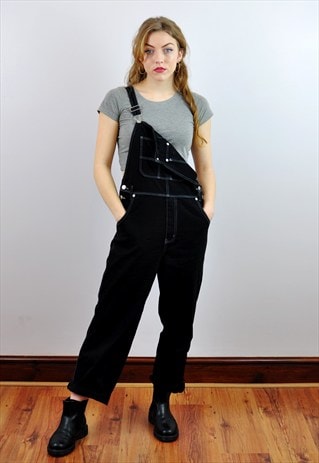 VINTAGE BLACK DENIM DUNGAREES