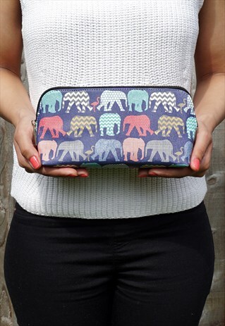 ELEPHANTS & FLAMINGOS MAKE UP / POUCH / ACCESSORY BAG