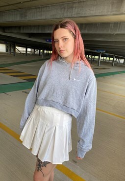Vintage 90s Nike rework Grey Embroidered Swoosh Hoodie