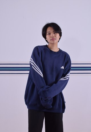 NAVY ADIDAS EMBROIDERED SWEATSHIRT