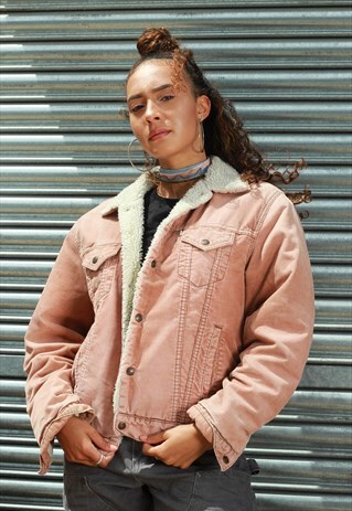 VINTAGE PINK LEVI'S CORDUROY SHERPA JACKET