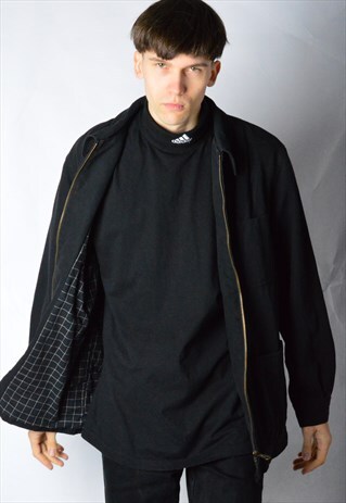 VINTAGE 90S BLACK MINIMALIST ZIPPER JACKET