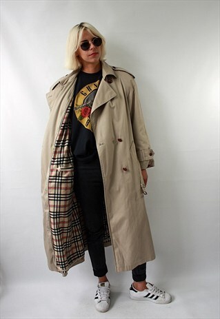 VINTAGE 80'S AMAZING CLASSIC BEIGE TRENCH COAT WITH BELT