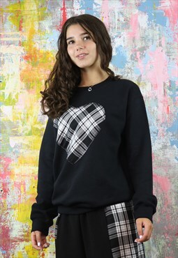 Patchwork Check Heart Sweat 