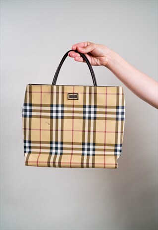 BURBERRY FULL NOVA CHECK LEATHER BAG MEDIUM