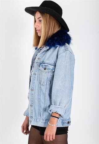 VINTAGE 80S LEVI'S REWORKED FUR COLLAR JACKET / 3817