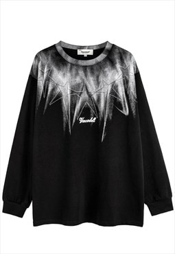 Graffiti long sleeve t-shirt paint splatter top in black