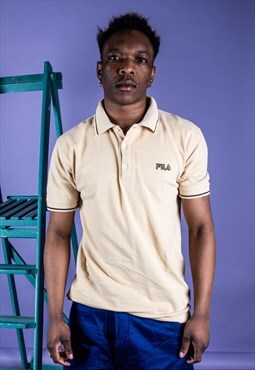 Vintage Fila Polo Shirt in Beige Embroidery Logo