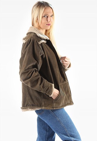 CORDUROY FAUX SHEARLING JACKET