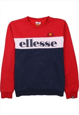 Vintage 90's Ellesse Sweatshirt Spellout Crew Neck Navy Blue