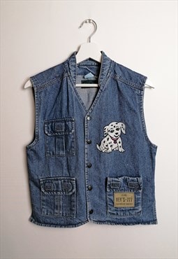 90's VEY'S 777 Denim Vest Top Jeans Cartoon Dog