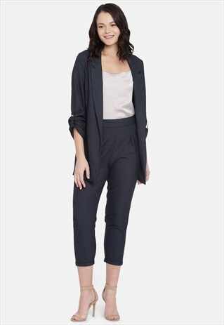 IS.U NAVY SLIP-ON PLEATED TROUSER
