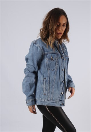 VINTAGE DENIM JACKET ESPRIT OVERSIZED FITTED UK 14 (C3K)