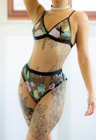 WILD THING EMBROIDERED FLORAL TRIANGLE BRALET
