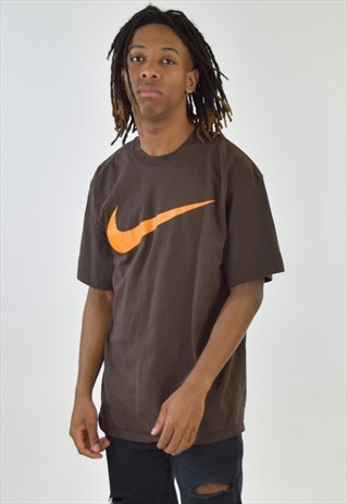 VINTAGE 90S BROWN NIKE CREW NECK T SHIRT