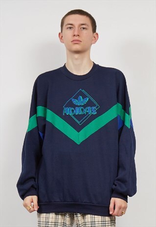VINTAGE 90'S ADIDAS GREEN/BLUE SWEATSHIRT