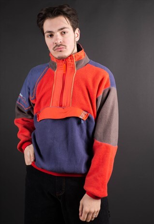 VINTAGE COLOR BLOCK 1/4 ZIP ADIDAS FLEECE JUMPER