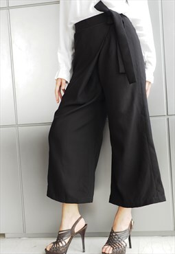 Noble Culottes with ribbon tie in black