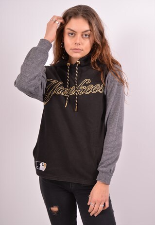 VINTAGE MAJESTIC YANKEES HOODIE JUMPER BLACK