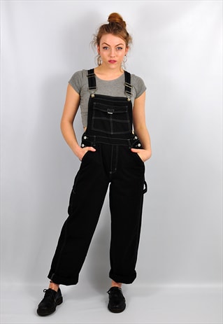 VINTAGE BLACK DENIM DUNGAREES