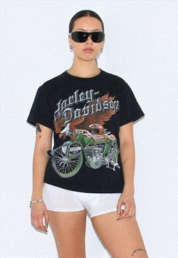 Vintage 90s biker t-shirt in black