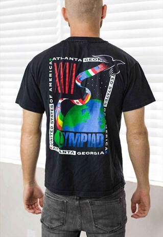 VINTAGE ATLANTA 1996 OLYMPIAD T-SHIRT LOGO 90S M 6.4