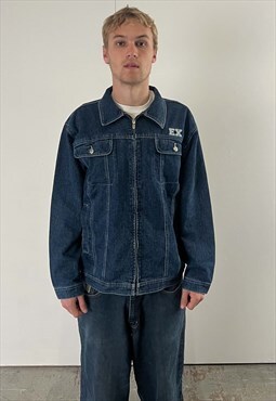 Vintage XYCO Jeans Denim Jacket Men's Dark Blue