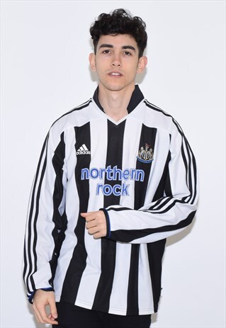 VINTAGE BLACK WHITE NEWCASTLE ADIDAS FOOTBALL SHIRT