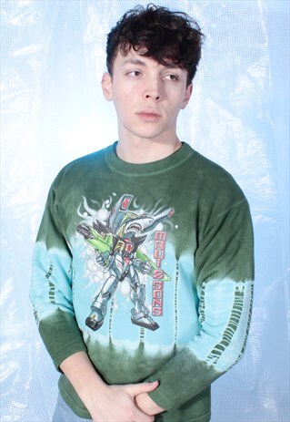 VINTAGE MAUI & SONS GREEN AND BLUE GRAPHIC TEE