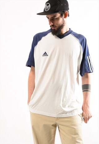 VINTAGE ADIDAS V-NECK TEE SHIRT.