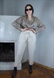 VINTAGE 90'S LIGHT BOARD BAGGY GLAM LINEN TROUSERS IN CREAM 