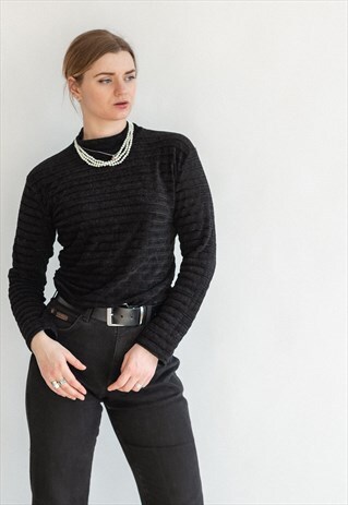 VINTAGE 00S GRUNGE VELVET STRIPE JUMPER