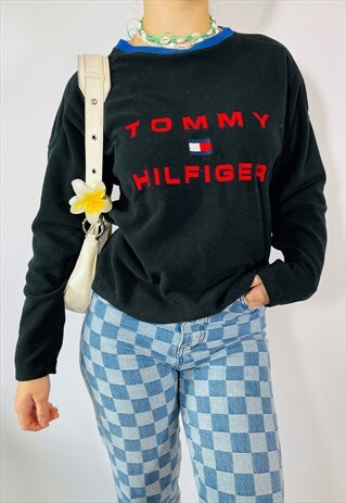 Vintage 90s Tommy Hilfiger Embroidered Fleece Sweatshirt
