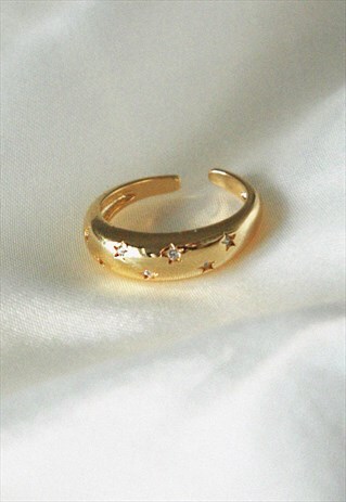 CELESTIAL STAR 18K GOLD DOMED RING