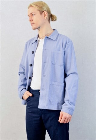 60S FRENCH WORK JACKET CHORE COTTON UNISEX BLUE