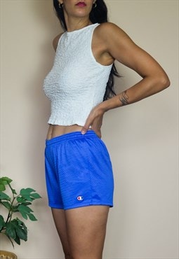 Vintage Champion Shorts w Logo Front in Purple Blue