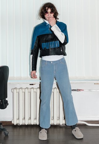 VINTAGE Y2K CORDUROY LOW RISE STRAIGHT JEANS IN BABY BLUE
