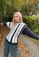 VINTAGE CHUNKY KNITTED STITCH DETAIL STRIPE JUMPER
