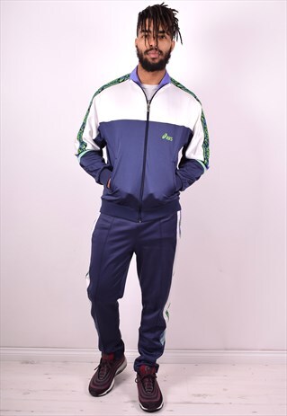 ASICS MENS VINTAGE FULL TRACKSUIT MEDIUM BLUE 90S