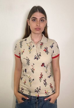 Pre loved floral wmns polo shirt 