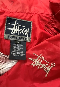 Vintage 90s Stussy Nylon Windbreaker Jacket Embriodered Logo