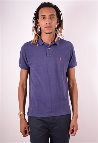 POLO RALPH LAUREN MENS VINTAGE POLO SHIRT MEDIUM NAVY 90S