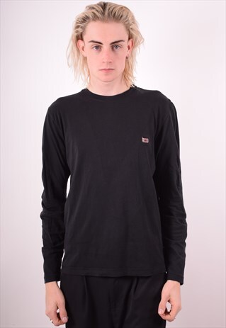 NAPAPIJRI MENS VINTAGE TOP LONG SLEEVE MEDIUM BLACK 90S