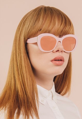 GIA PINK MIRROR LENS RETRO FASHION SUNGLASSES