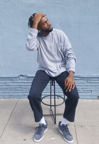 90S MINIMALIST SPORTWEAR GREY KNIT MOCK TURTLE NECK XL