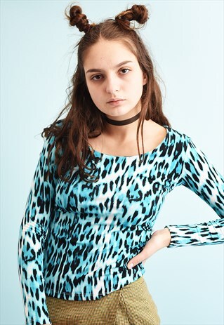 Y2K ANIMAL PRINT STRETCH KITSCH PARTY TOP