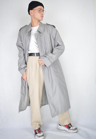 VINTAGE GREY OVERSIZE CLASSIC TRENCH COAT