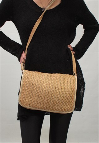 VINTAGE 90' AMAZING BEAUTIFUL NATURAL STRAW BAG