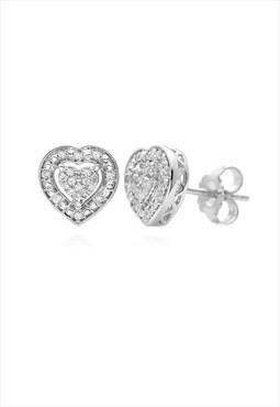 Diamond heart cluster earrings
