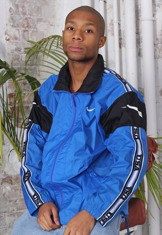 VINTAGE NIKE TAPE LOGO TRACK JACKET BLUE